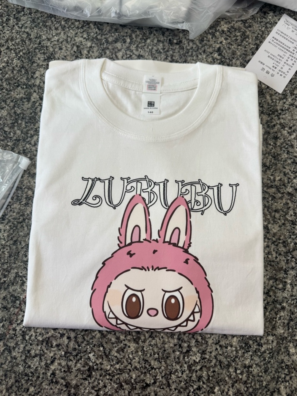 Kids White Tee with Pink Bunny Graphic -